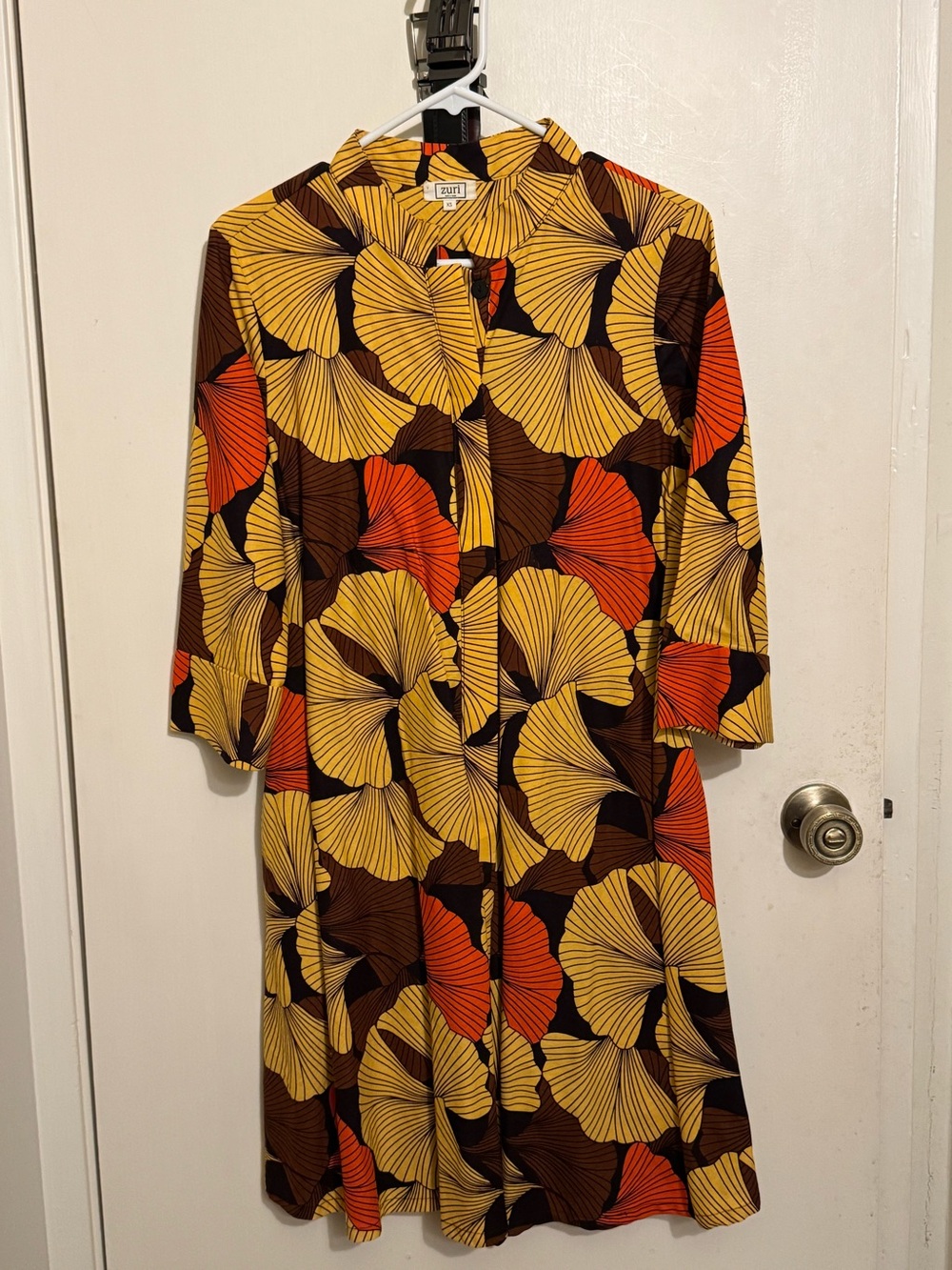 Zuri Kenya midi dress in Ginkgo Leaf